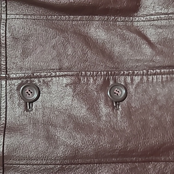 Salon Studio Haband Burgandy Genuine Leather Coat Women's Size Large - Picture 7 of 11